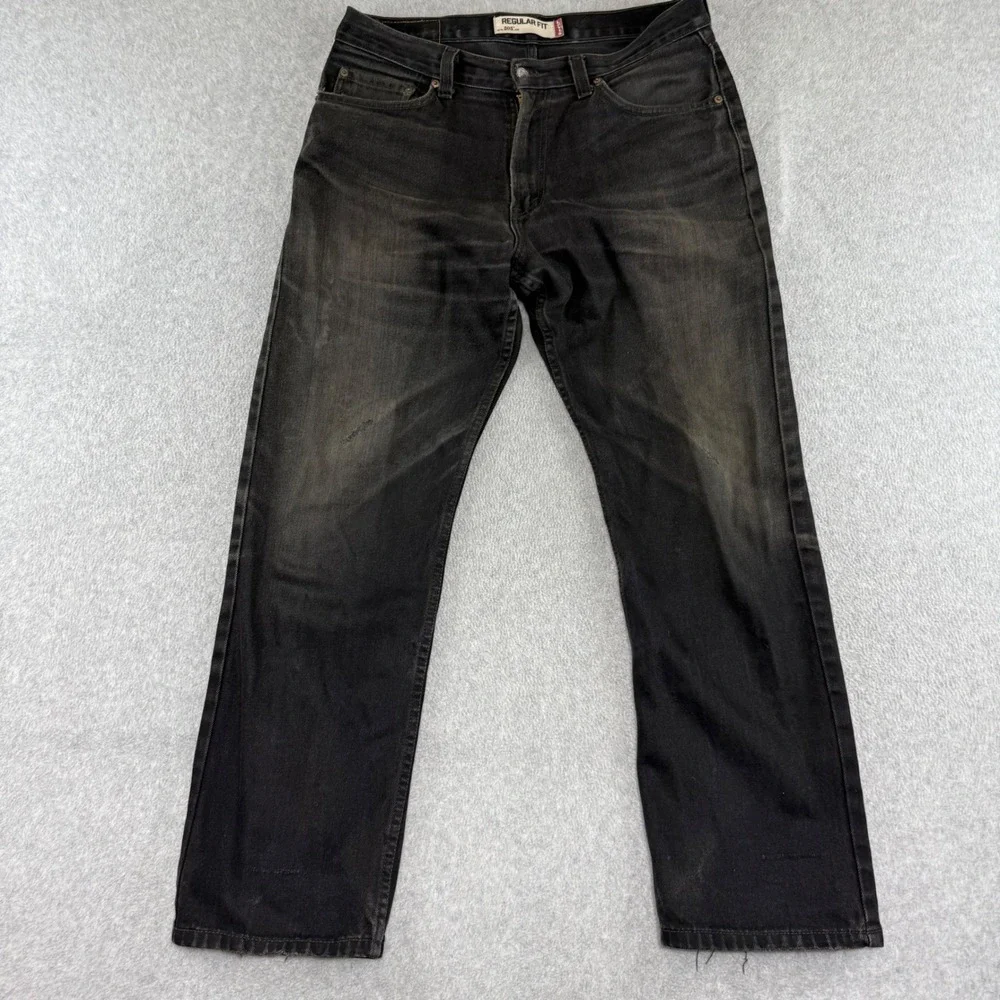 Vintage y2k Levi's 505 Regular Fit Jeans Mens 35x32 Black Faded Straight Denim